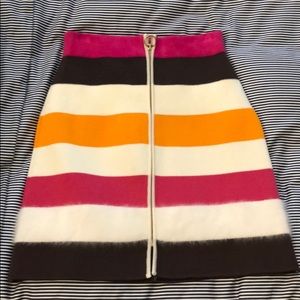 Bally Striped Front Zipper Skirt - New - Size 2